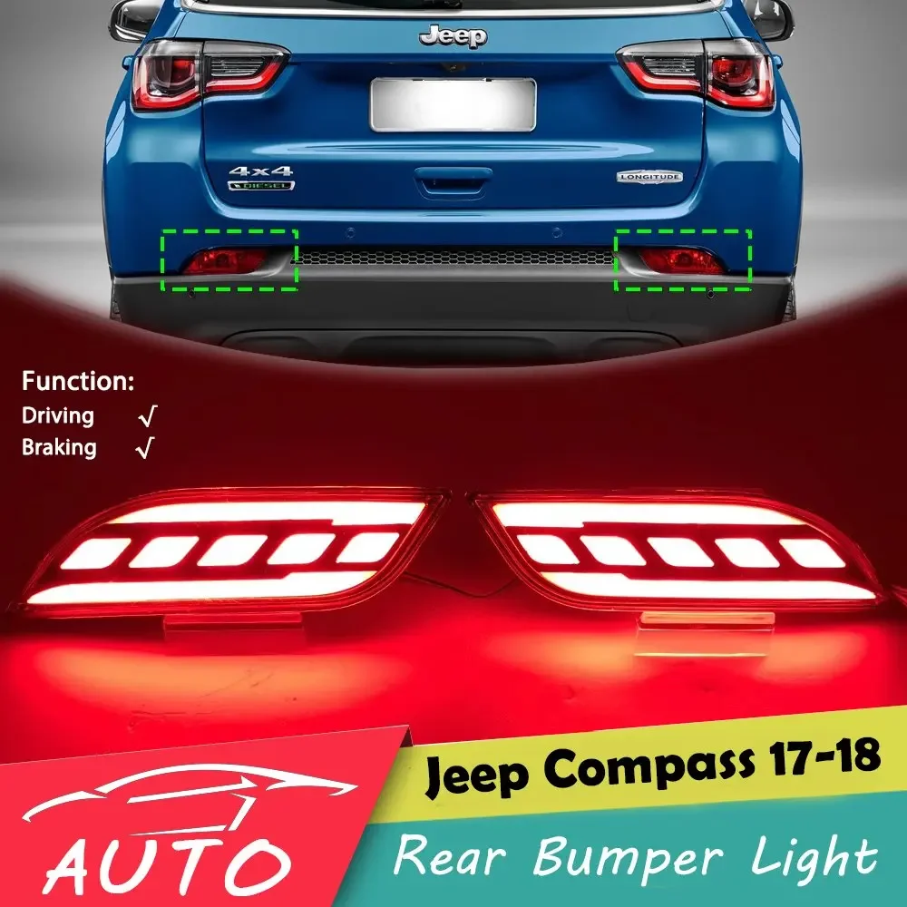 For Jeep Compass 2017 2018 Red LED Reflector Rear Bumper Tail Light Fog Signal Lamp
For Jeep Compass 2017 2018 Red LED Reflector Rear Bumper Tail Light Fog Signal Lamp
