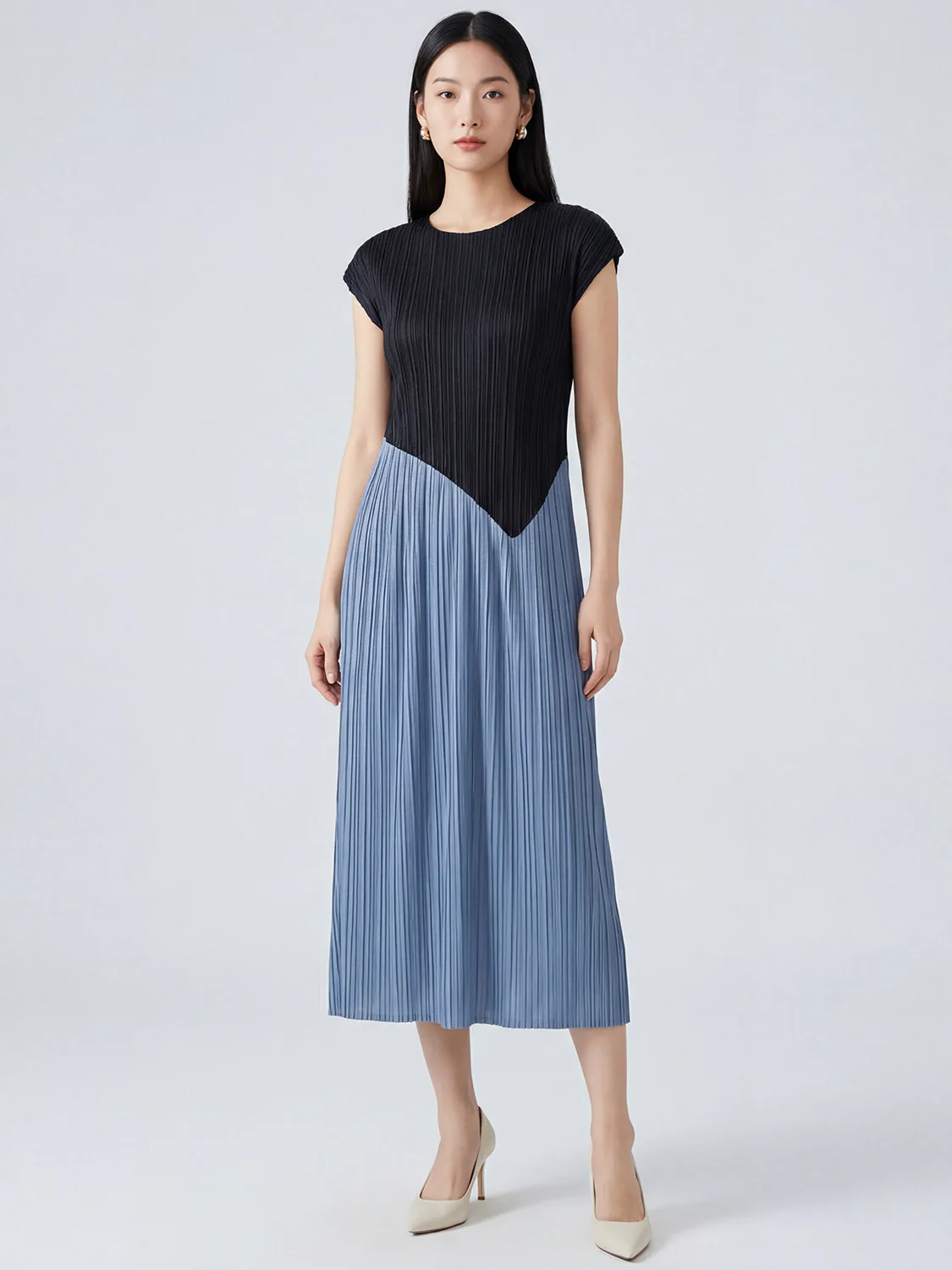 Elegant Pleated Midi Dress Women's Commute Workwear Slimming A-Line Skirt Color Block Summer Fashion High Waist Dress
Elegant Pleated Midi Dress Women's Commute Workwear Slimming A-Line Skirt Color Block Summer Fashion High Waist Dress