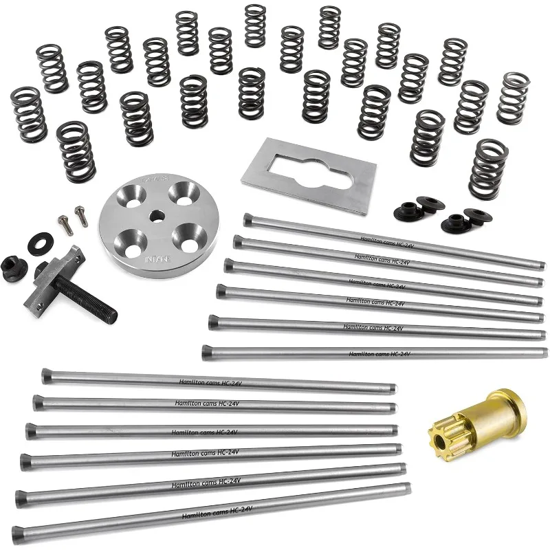 Hamilton Cams 24Valve 103lb Springs + Extreme Duty Pushrods + Retainers 24V Spring Compressor, Barring, Injector Nozzle Tool
Hamilton Cams 24Valve 103lb Springs + Extreme Duty Pushrods + Retainers 24V Spring Compressor, Barring, Injector Nozzle Tool