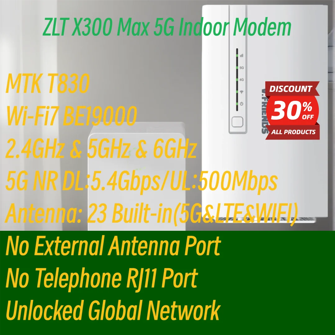Unlocked TOZED ZLT 5G Indoor CPE X300 MAX WiFi 7 BE19000 Wireless Router 2.5G/5G RJ45 Port 5G Sim Card 4G LTE CAT19 Modem T830