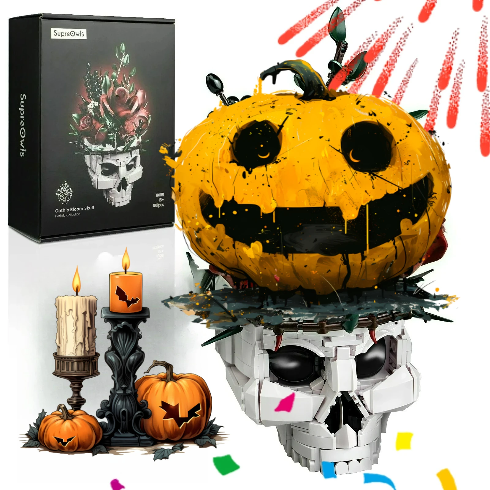 Horror Gothic Home Decor Bricks Halloween Skull Roses Bouquet Building Set Skeleton Flowers Plant Pot Blocks Toys for Adult Gift 
Horror Gothic Home Decor Bricks Halloween Skull Roses Bouquet Building Set Skeleton Flowers Plant Pot Blocks Toys for Adult Gift