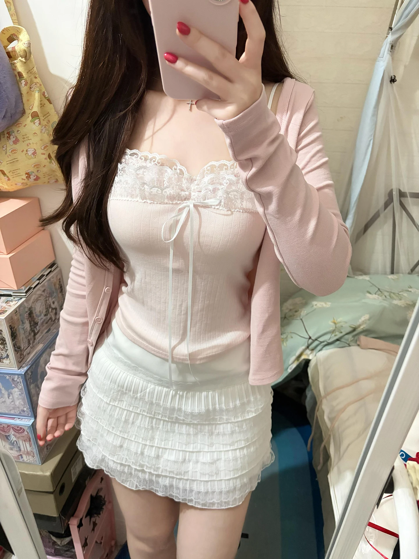 Sweet Sister Anti-Aging Fashionable Pink Sleeveless Knitted Vest Thin Cardigan Set Women's Summer Sun Protection Pure Color
Sweet Sister Anti-Aging Fashionable Pink Sleeveless Knitted Vest Thin Cardigan Set Women's Summer Sun Protection Pure Color