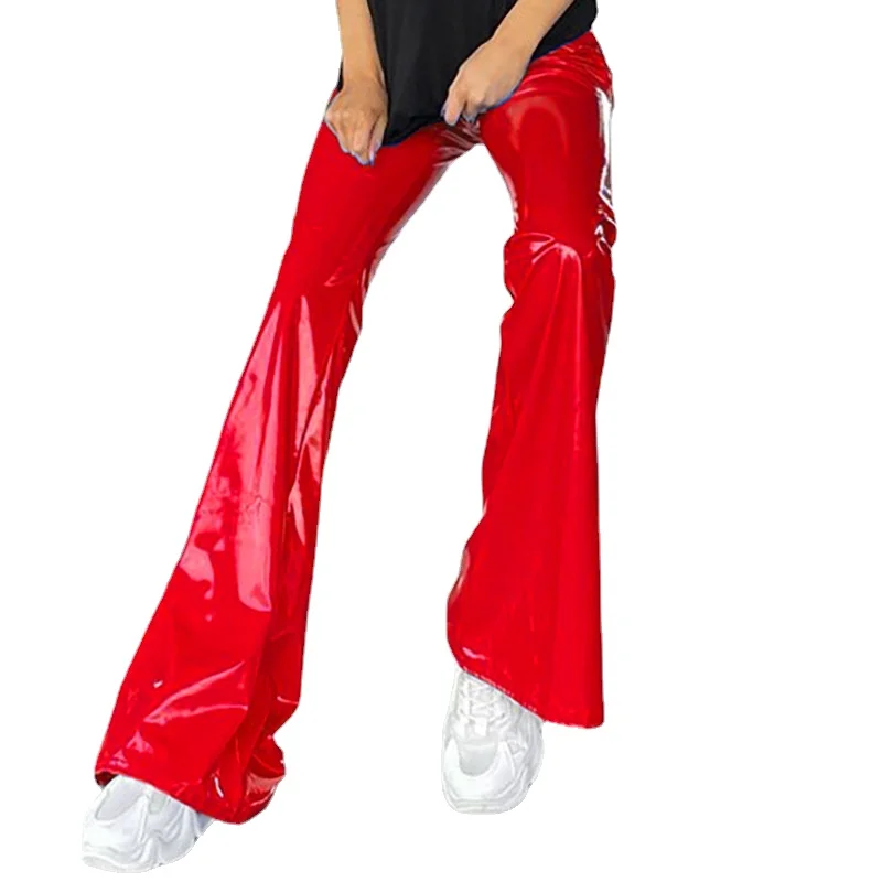 High Waisted Leather Trousers Women Breathable Stretch Casual PU Leather Flare Pants Female Black Blue Red Autumn Pants New
High Waisted Leather Trousers Women Breathable Stretch Casual PU Leather Flare Pants Female Black Blue Red Autumn Pants New