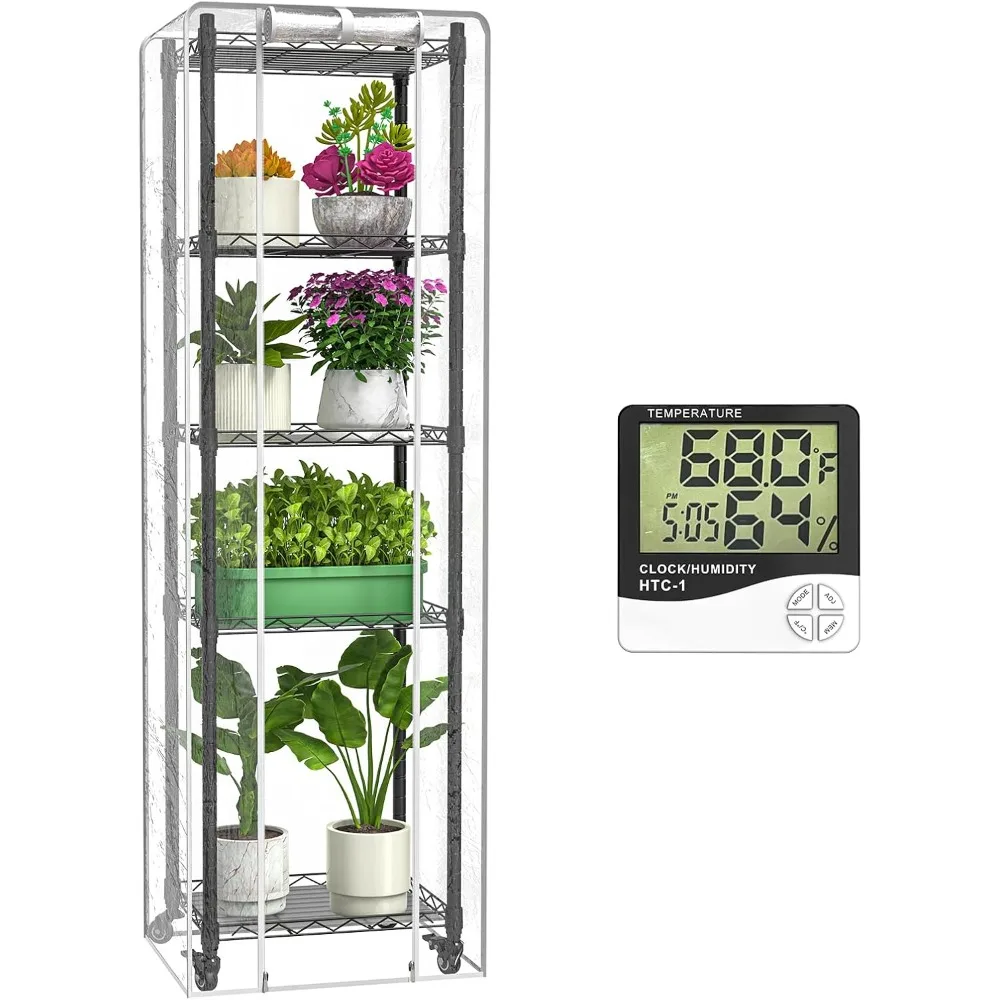 Mini 5-Tier Greenhouse for Indoor Outdoor, 15.7" L×11.8" W×62.3" H Portable Greenhouse with Clear PVC Cover and Metal Shelf for
Mini 5-Tier Greenhouse for Indoor Outdoor, 15.7" L×11.8" W×62.3" H Portable Greenhouse with Clear PVC Cover and Metal Shelf for