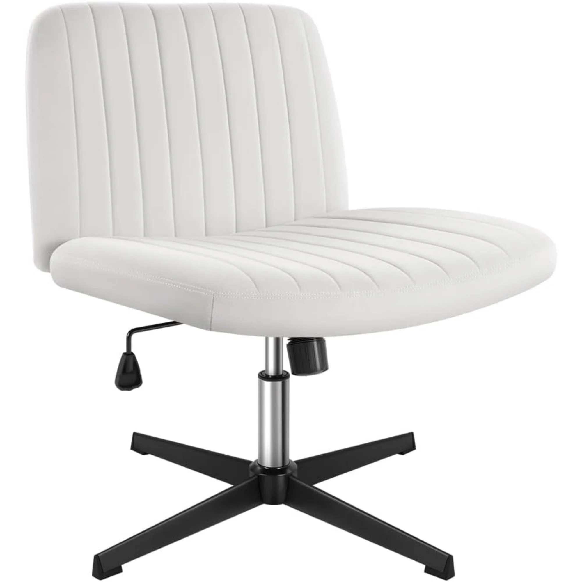 White Criss Cross Chair No Wheels Height Adjustable Swivel Vanity Chair for Home Office with Wide Flannel Seat
White Criss Cross Chair No Wheels Height Adjustable Swivel Vanity Chair for Home Office with Wide Flannel Seat