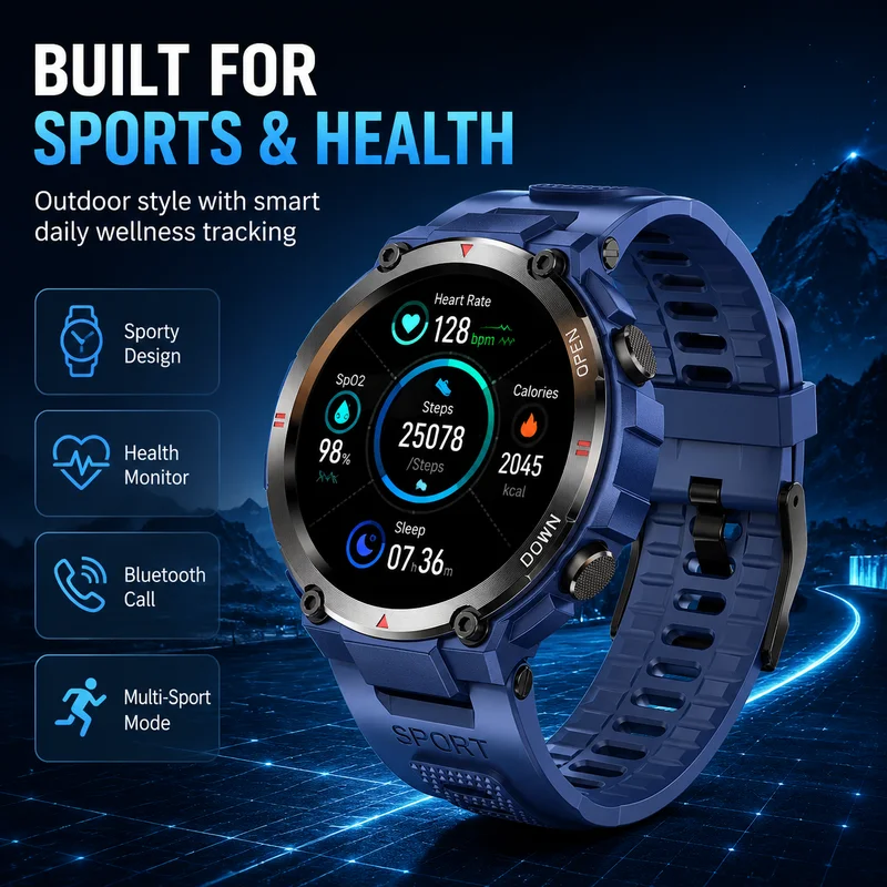 GEJIAN Outdoor Sports Smart Watch 1.32 "HD Screen with Heart Rate Health Monitoring Bluetooth Call IP68 Waterproof Smartwatch
GEJIAN Outdoor Sports Smart Watch 1.32 "HD Screen with Heart Rate Health Monitoring Bluetooth Call IP68 Waterproof Smartwatch