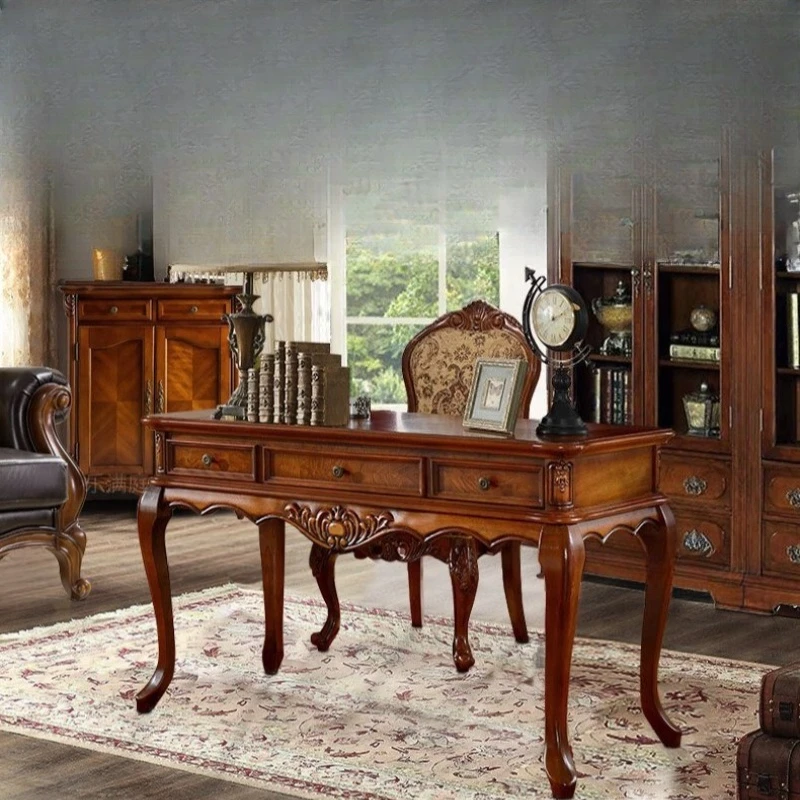 American desk, European solid wood boss table, small apartment retro carving
American desk, European solid wood boss table, small apartment retro carving