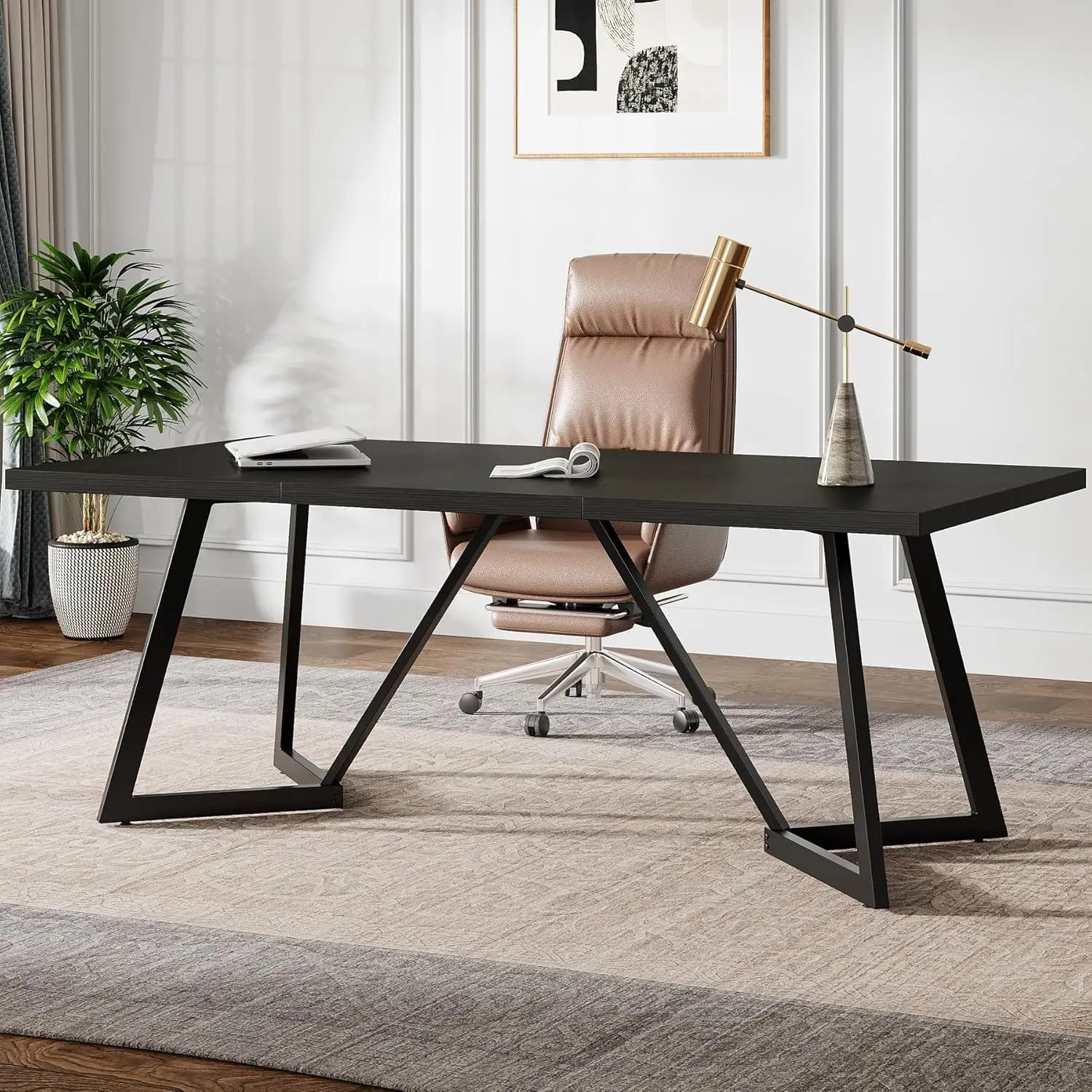 70.86-Inch Large Executive Desk, Modern Computer Office Desk Workstation with Metal Frame, Writing Table for Home Office
70.86-Inch Large Executive Desk, Modern Computer Office Desk Workstation with Metal Frame, Writing Table for Home Office