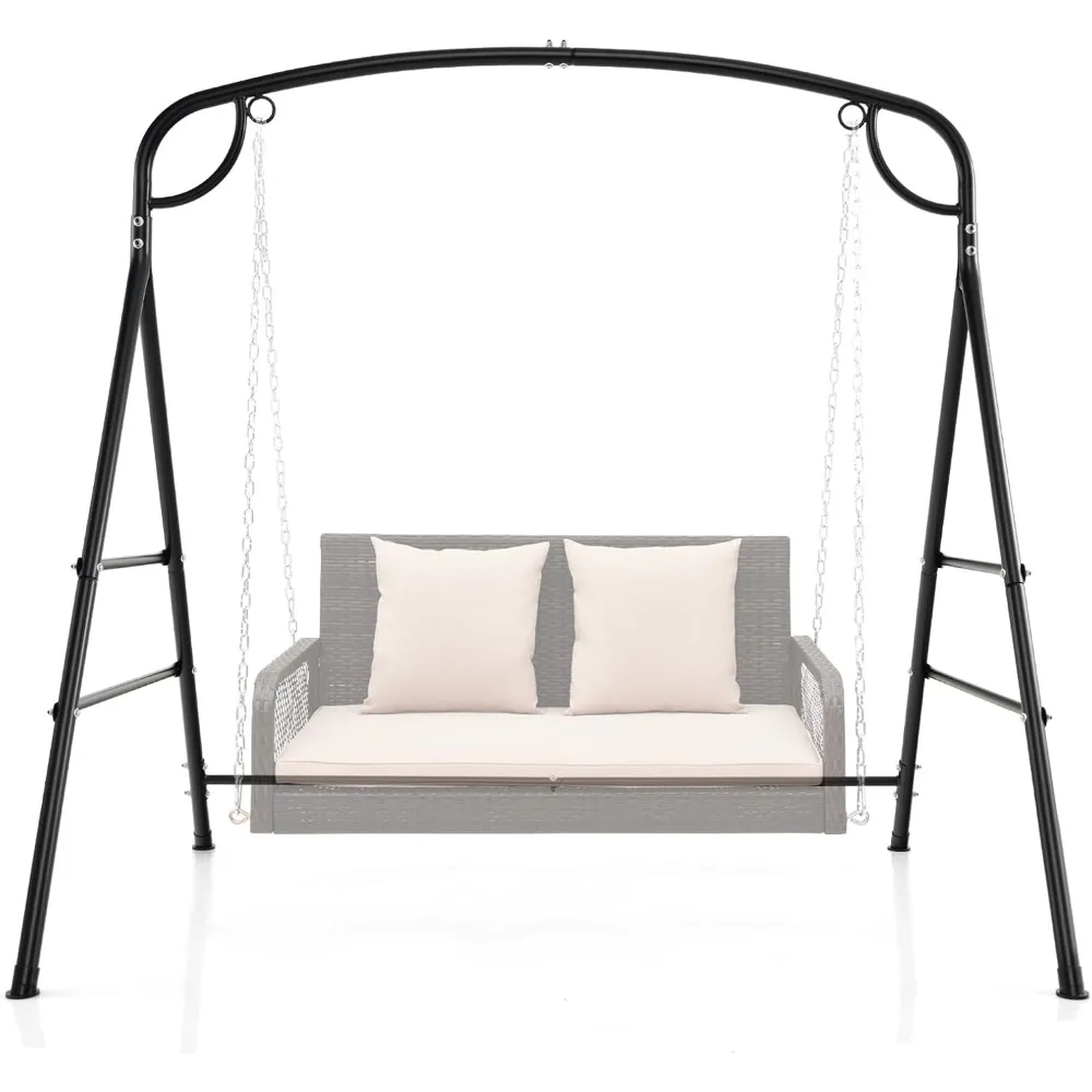Outdoor Swing Frame Heavy-Duty Metal Porch Swing Stand with Side Bars & 2 Rings, 660 lbs Weight Capacity, A-Frame Swing Frame.
Outdoor Swing Frame Heavy-Duty Metal Porch Swing Stand with Side Bars & 2 Rings, 660 lbs Weight Capacity, A-Frame Swing Frame.