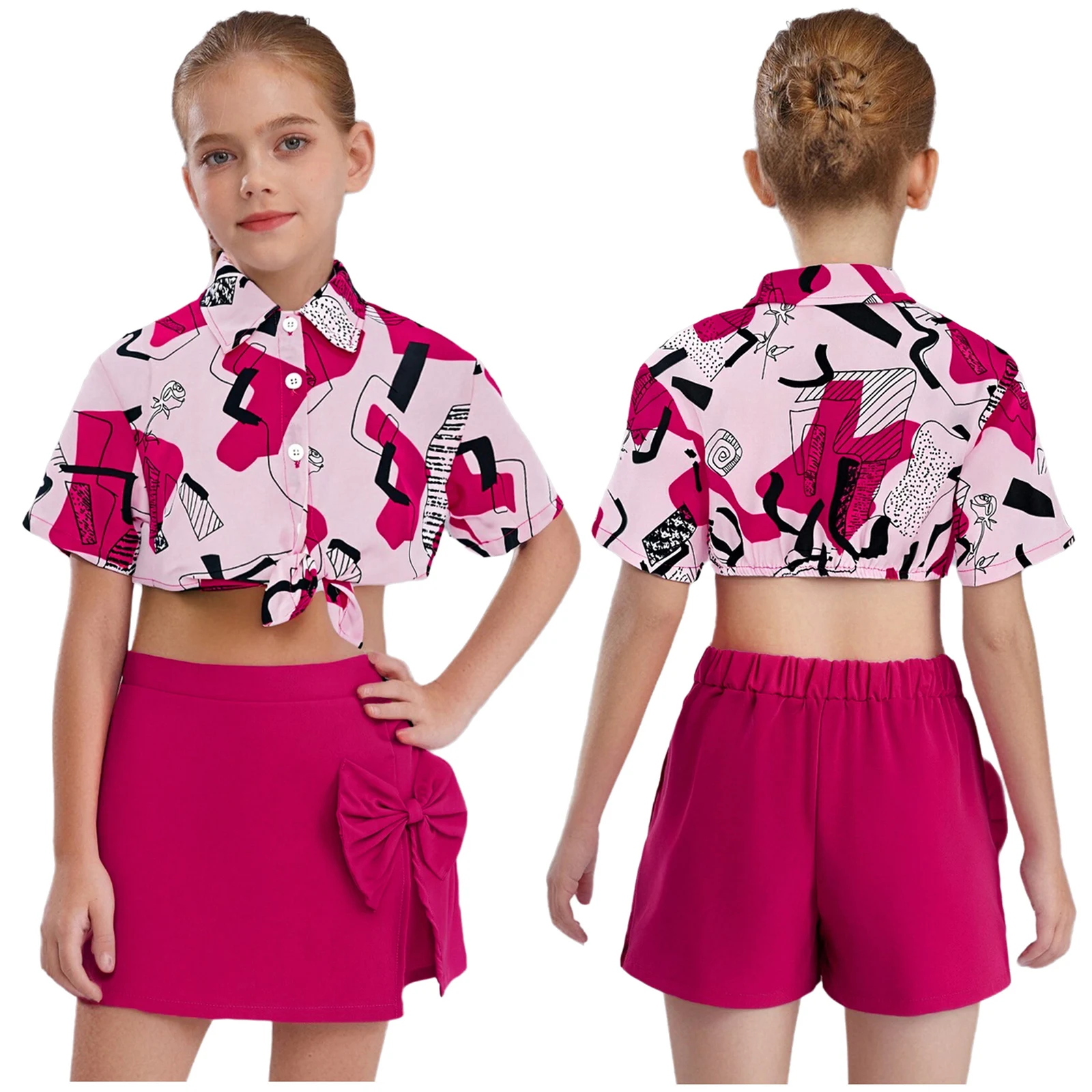 Girls Fashion Outfit Streetwear Short Sleeves Cropped Shirt with Back Bowknot Culotte for Party Holiday Picnic Travel Vacation
Girls Fashion Outfit Streetwear Short Sleeves Cropped Shirt with Back Bowknot Culotte for Party Holiday Picnic Travel Vacation