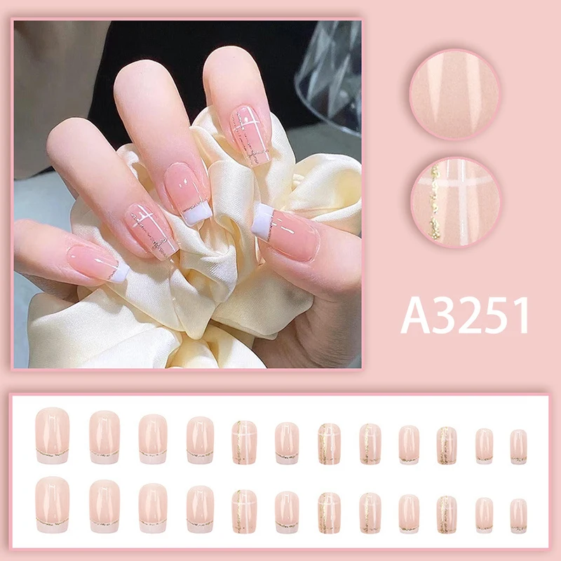 24Pcs Short Square False Nails With Jelly Adhesive Glitter Design Detachable Fake Fingernails Full Cover French False Nails Tips
24Pcs Short Square False Nails With Jelly Adhesive Glitter Design Detachable Fake Fingernails Full Cover French False Nails Tips