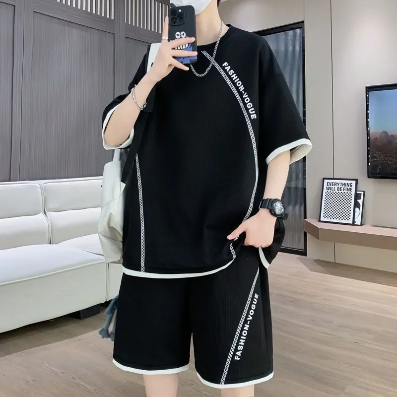 Teen Men Ice Silk Line Letter Print Two Piece Set Loose Plus Size Sports Short Sleeve Tracksuit Summer M 6XL
Teen Men Ice Silk Line Letter Print Two Piece Set Loose Plus Size Sports Short Sleeve Tracksuit Summer M 6XL