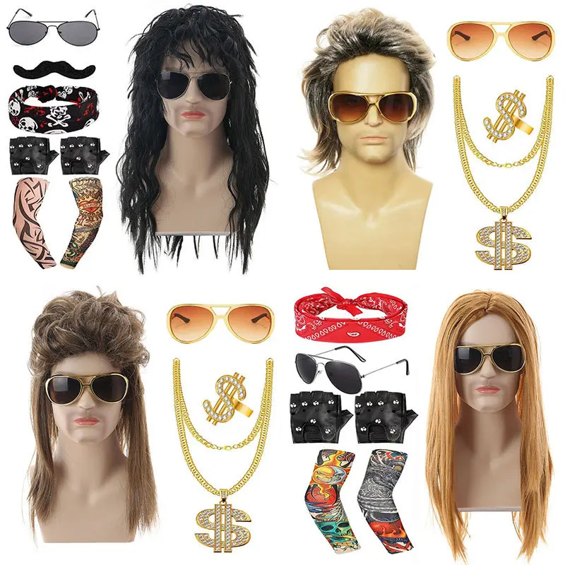 Halloween COS Wig Punk Heavy Metal 80s Disco Party European And American Men's Hip Hop Rock Wig Set
Halloween COS Wig Punk Heavy Metal 80s Disco Party European And American Men's Hip Hop Rock Wig Set