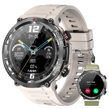 IOWODO Smartwatch for Men with Bluetooth Calling Outdoor Smartwatch Alloy Case 1.85-inch HD Full Touch Screen Fitness Watch