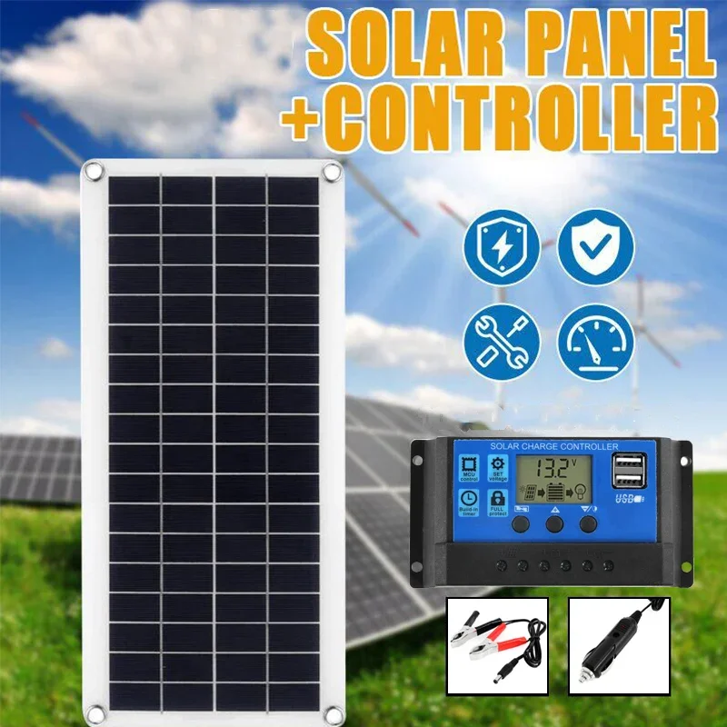 High Quality Flexible Solar Panel With 60A Controller Kit Waterproof 10W Solar Panel Convenient Phones, Tablets, Laptop Charging
High Quality Flexible Solar Panel With 60A Controller Kit Waterproof 10W Solar Panel Convenient Phones, Tablets, Laptop Charging