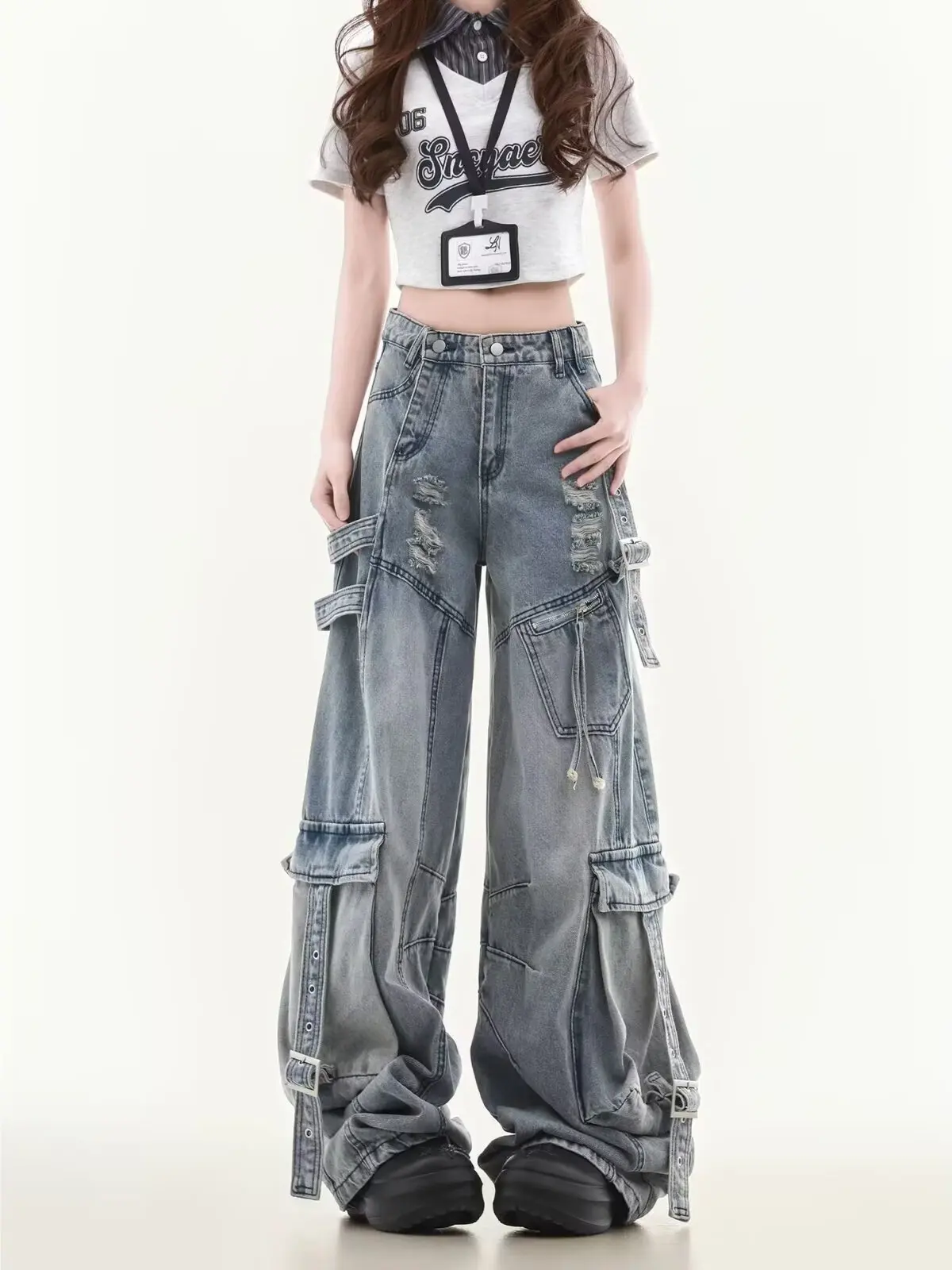 American Style Heavyweight Deconstructed Sash Workwear Denim Jeans Men Women Autumn Trendy High Street Multi Pocket Hole Wide...
American Style Heavyweight Deconstructed Sash Workwear Denim Jeans Men Women Autumn Trendy High Street Multi Pocket Hole Wide...
