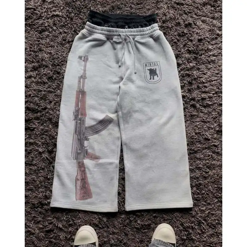 Мужские серые спортивные штаны большого размера с принтом AK-47, новинка 2024, уличная одежда, свободные широкие брюки, модные брюки в стиле хип-хоп
Мужские серые спортивные штаны большого размера с принтом AK-47, новинка 2024, уличная одежда, свободные широкие брюки, модные брюки в стиле хип-хоп