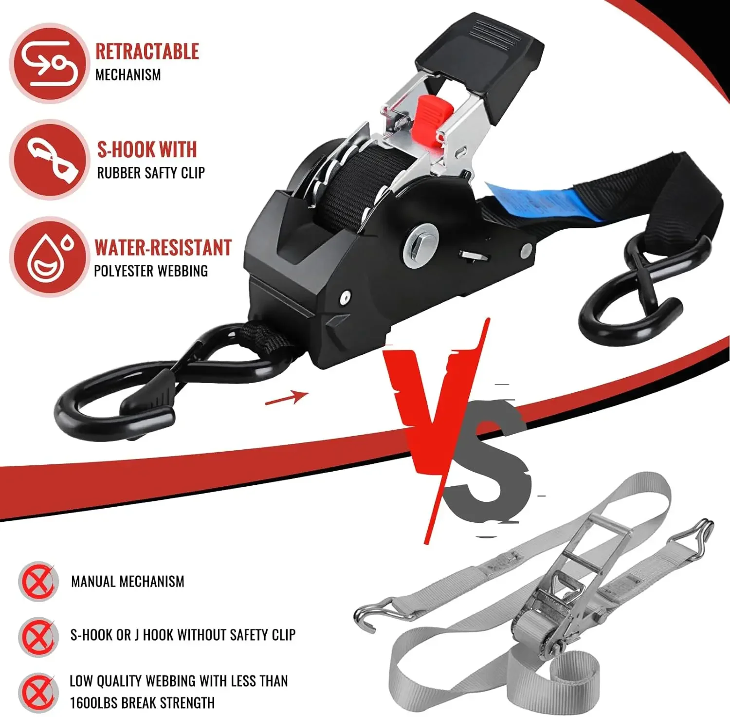 Retractable Ratchet Straps 2 Pack Black 3m Heavy Duty Self Retracting Tie Downs 800kg Break Strength for Truck Motorcycle Cargo
Retractable Ratchet Straps 2 Pack Black 3m Heavy Duty Self Retracting Tie Downs 800kg Break Strength for Truck Motorcycle Cargo