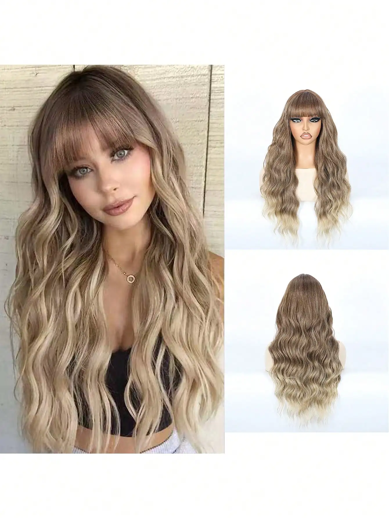 Синтетический парик омбре с челкой, длинный волнистый, с темными корнями, термостойкий, для женщин, для повседневного использования и вечеринок, 26 дюймов
Синтетический парик омбре с челкой, длинный волнистый, с темными корнями, термостойкий, для женщин, для повседневного использования и вечеринок, 26 дюймов