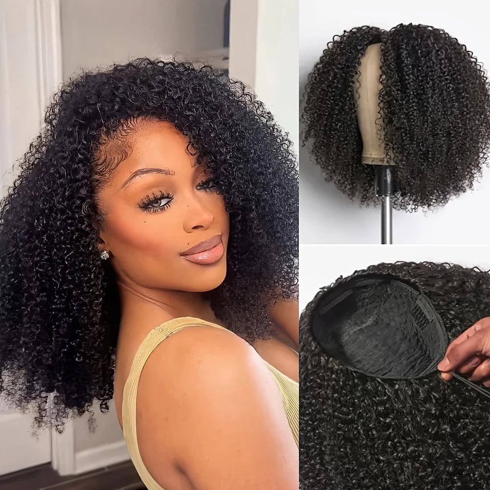 Brazilian Human Hair Half Wig 200 Density Glueless Clip-In Wig with Drawstring Headband Natural Kinky Curly Half Wigs for Women
Brazilian Human Hair Half Wig 200 Density Glueless Clip-In Wig with Drawstring Headband Natural Kinky Curly Half Wigs for Women