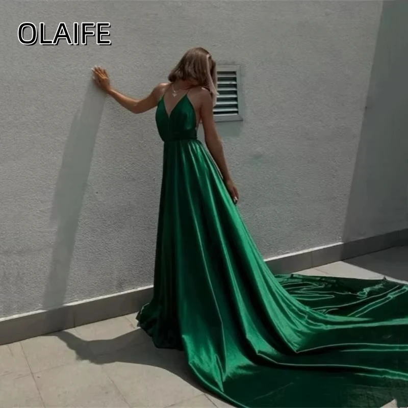 Olaife Satin Spaghetti Straps A-line Prom Dress Elegant Evening Dress Vestidos De Noche elegantes mujer платье вечернее
Olaife Satin Spaghetti Straps A-line Prom Dress Elegant Evening Dress Vestidos De Noche elegantes mujer платье вечернее