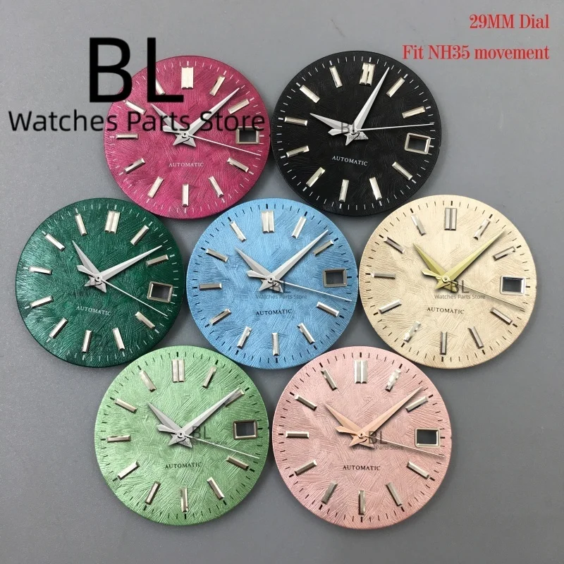 BLIGER 29mm NH35 Watch Dial Texture Pattern Ice Blue Skura Pink Pistachio Green Fit NH35 Movements Modified Replace Watch Parts
BLIGER 29mm NH35 Watch Dial Texture Pattern Ice Blue Skura Pink Pistachio Green Fit NH35 Movements Modified Replace Watch Parts