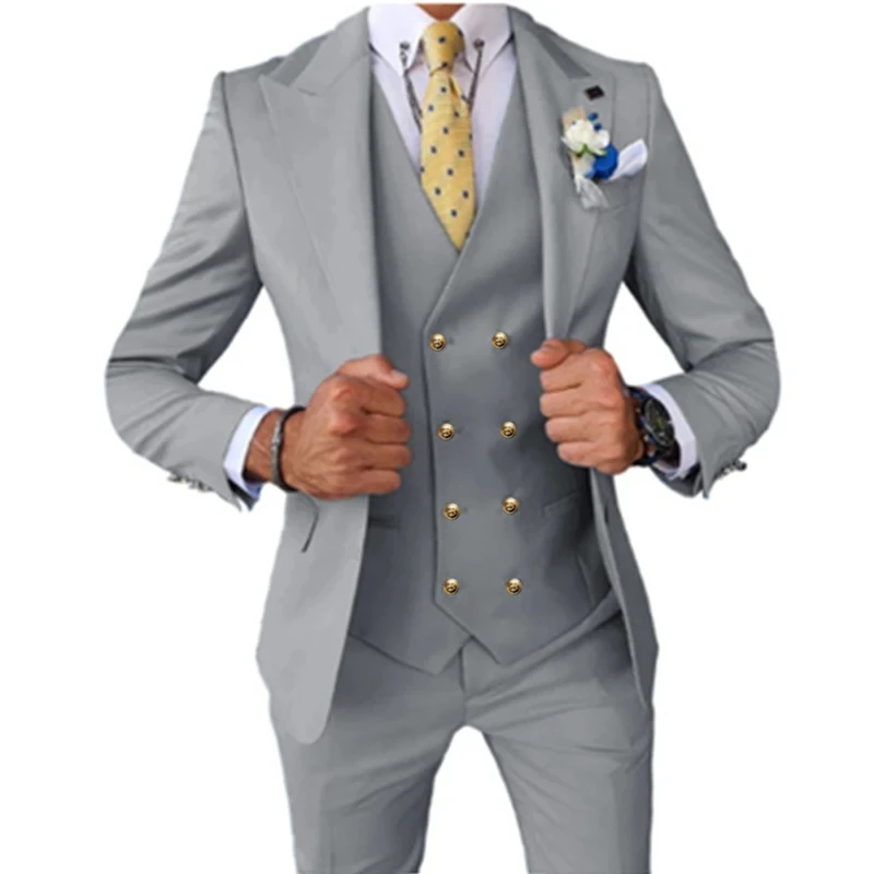 Men Summer Wedding Suits Double Breasted Gold Button Blazers Pant Casual Jacket Coat Trousers Vest 3 Pieces Set
Men Summer Wedding Suits Double Breasted Gold Button Blazers Pant Casual Jacket Coat Trousers Vest 3 Pieces Set