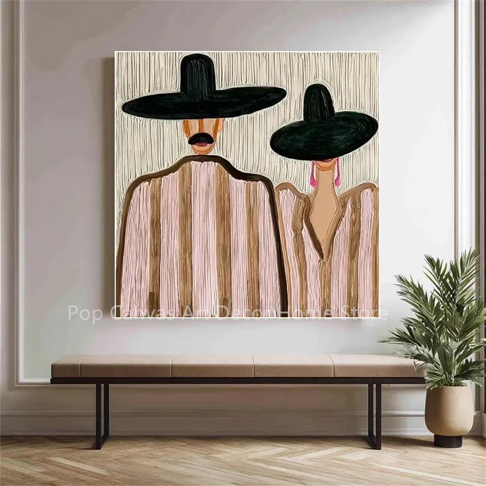 Hand-Painted Thick Texture Couple Portrait Oil Painting Mid-Century Modern Pink Striped Canvas Wall Art Home Decor
Hand-Painted Thick Texture Couple Portrait Oil Painting Mid-Century Modern Pink Striped Canvas Wall Art Home Decor