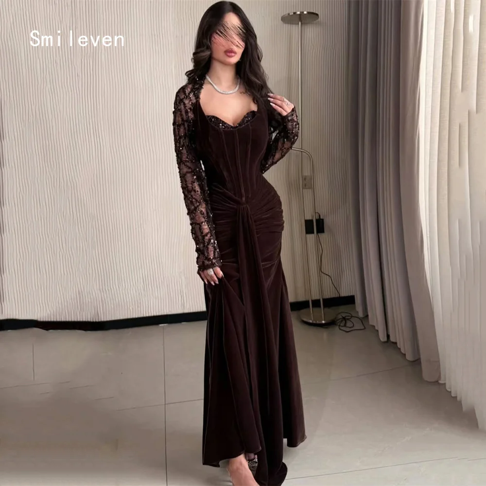 Smileven Luxury Lace Mermaid Prom Dress Full Sleeve Party Gowns Sweetheart Velvet Stylish Occassion Dress Customized 2026
Smileven Luxury Lace Mermaid Prom Dress Full Sleeve Party Gowns Sweetheart Velvet Stylish Occassion Dress Customized 2026