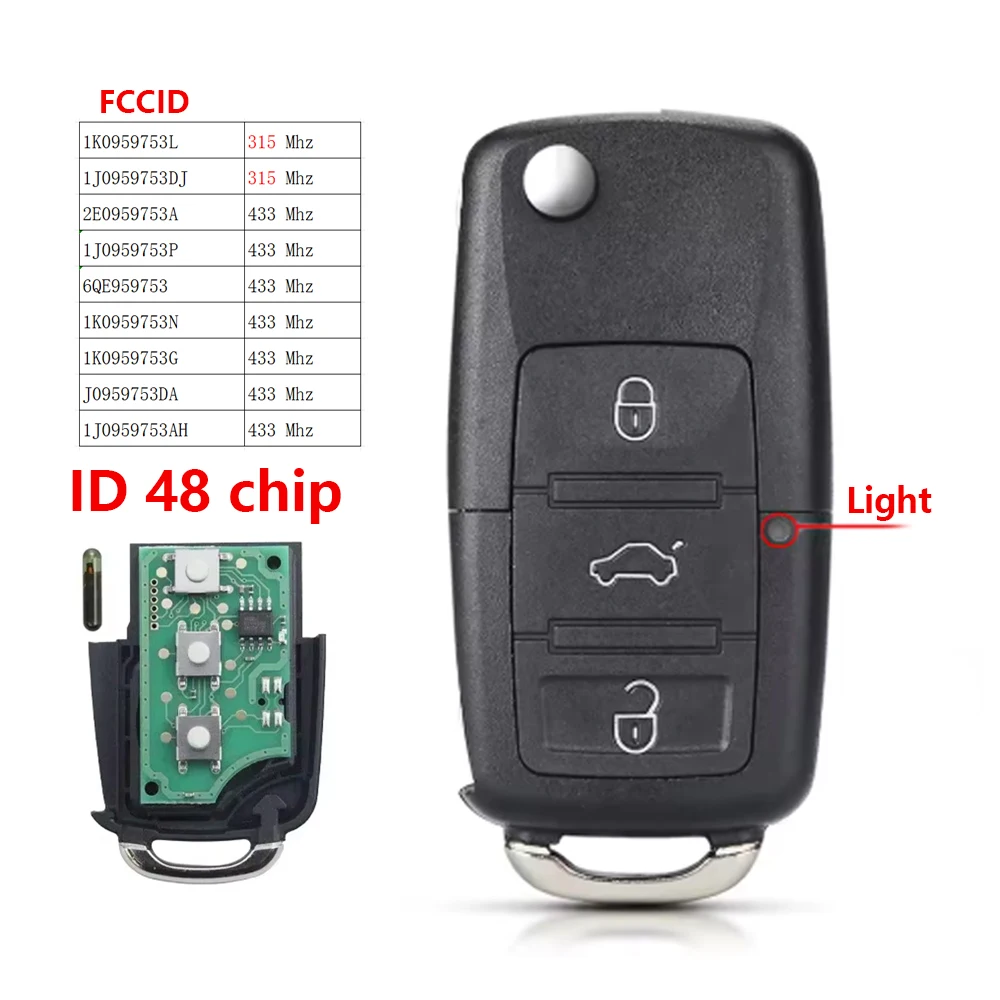 315/433MHZ ID48chip 1K0959753G Car Key Remote Fob for Skoda Octavia Seat for Volkswagen/Vw Tiguan PASSAT Polo Golf MK4 Beetle
315/433MHZ ID48chip 1K0959753G Car Key Remote Fob for Skoda Octavia Seat for Volkswagen/Vw Tiguan PASSAT Polo Golf MK4 Beetle