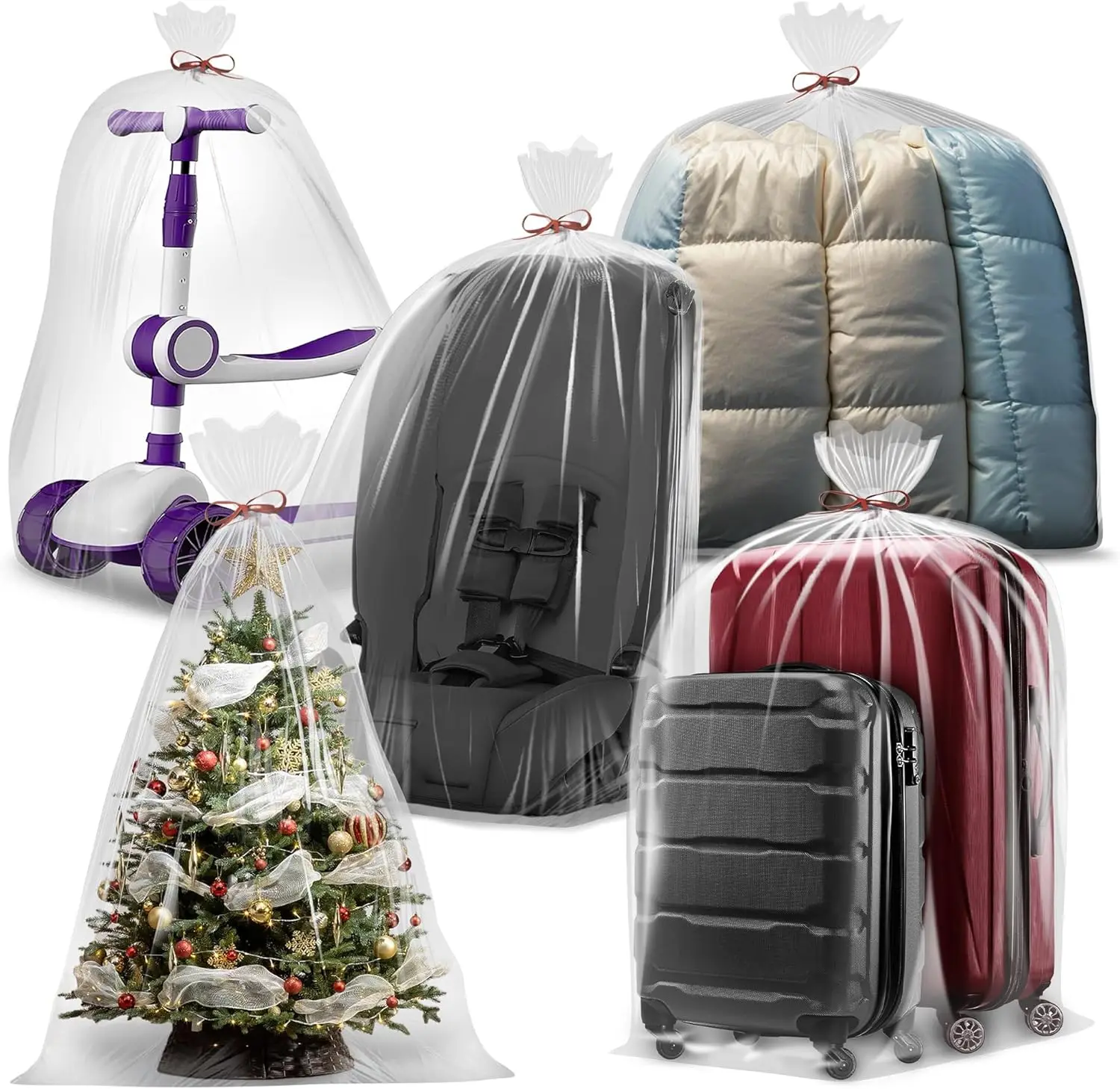 Jumbo Clear Plastic Storage Bags 40x58", 5 Pack with Ties, Heavy Duty 2 Mil for Furniture, Car Seats, Strollers, Xmas Trees
Jumbo Clear Plastic Storage Bags 40x58", 5 Pack with Ties, Heavy Duty 2 Mil for Furniture, Car Seats, Strollers, Xmas Trees