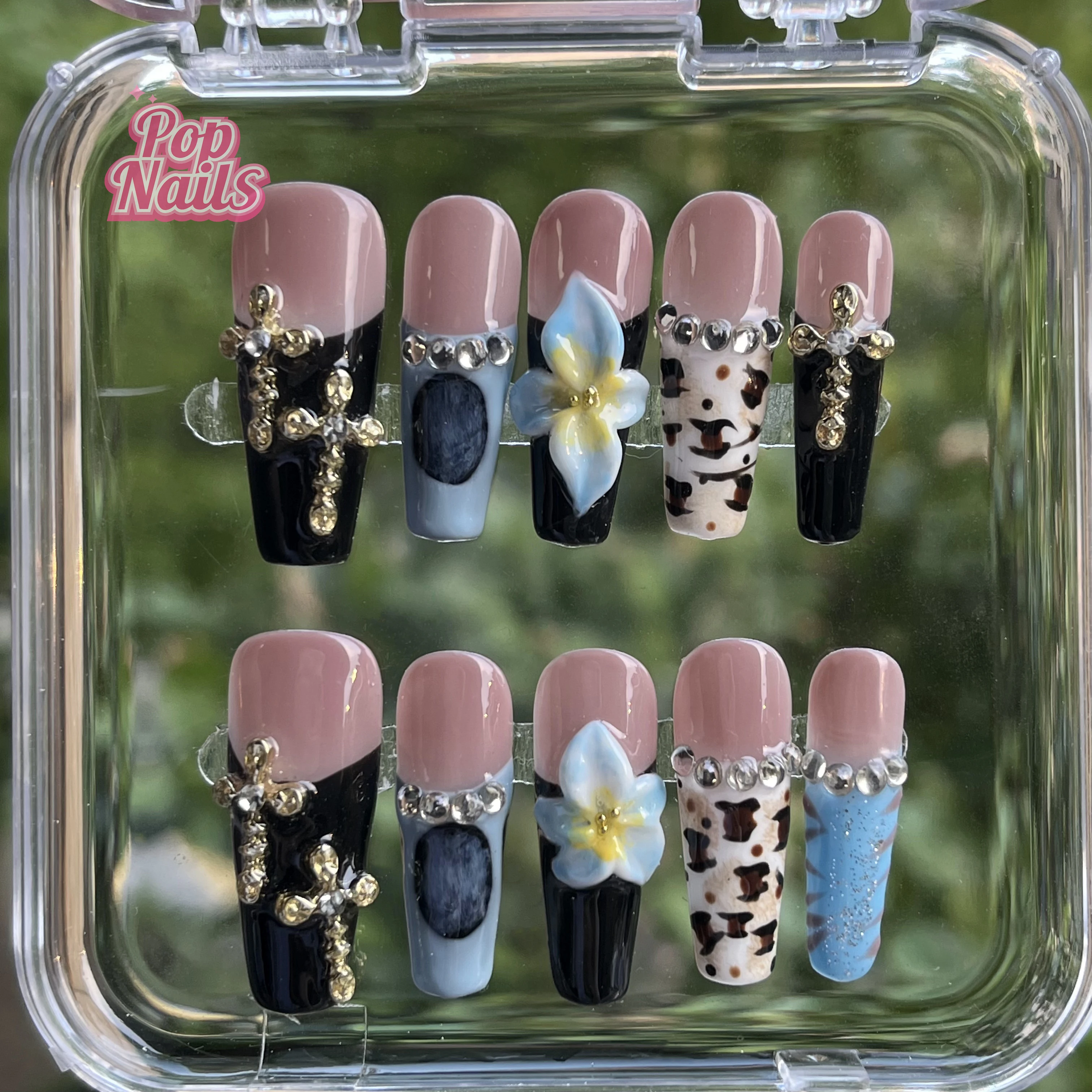 3D Flowers Hand Made Press On Nails Blue Orchid Flower New Fashion Design Custom Acrylic Artificial Fingernails French Tip Nails
3D Flowers Hand Made Press On Nails Blue Orchid Flower New Fashion Design Custom Acrylic Artificial Fingernails French Tip Nails