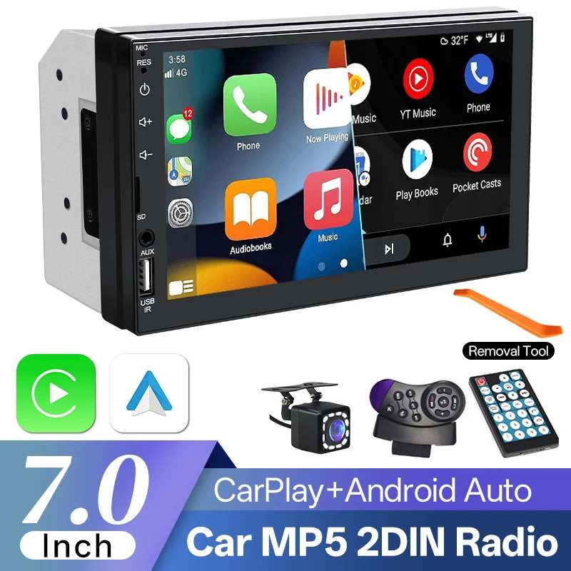 Hippcron Car Radio 2Din Carplay Android Auto Multimedia MP5 Player 7"Touch Screen FM AUX Input Bluetooth Support Rear Camera
Hippcron Car Radio 2Din Carplay Android Auto Multimedia MP5 Player 7"Touch Screen FM AUX Input Bluetooth Support Rear Camera