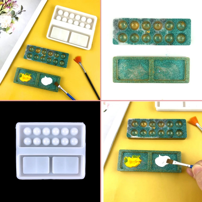 Palette DIY Supplies Silicone Resin Mold for Paint Tray Making Epoxy Resin Casting Mould Gift for Friends Easy Operation
Palette DIY Supplies Silicone Resin Mold for Paint Tray Making Epoxy Resin Casting Mould Gift for Friends Easy Operation