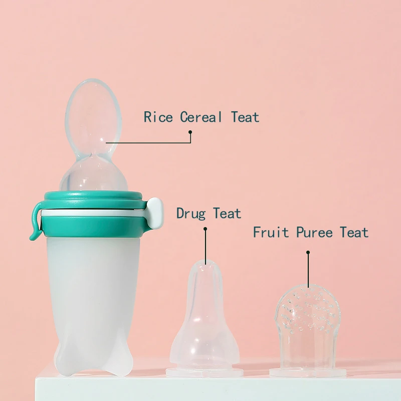 3 in 1 Useful Silicone Rice Cereal Baby Bottle Fruit Pacifier Food Grade Drinking Drug Bottle Milk Feeding Bottle with Spoon
3 in 1 Useful Silicone Rice Cereal Baby Bottle Fruit Pacifier Food Grade Drinking Drug Bottle Milk Feeding Bottle with Spoon