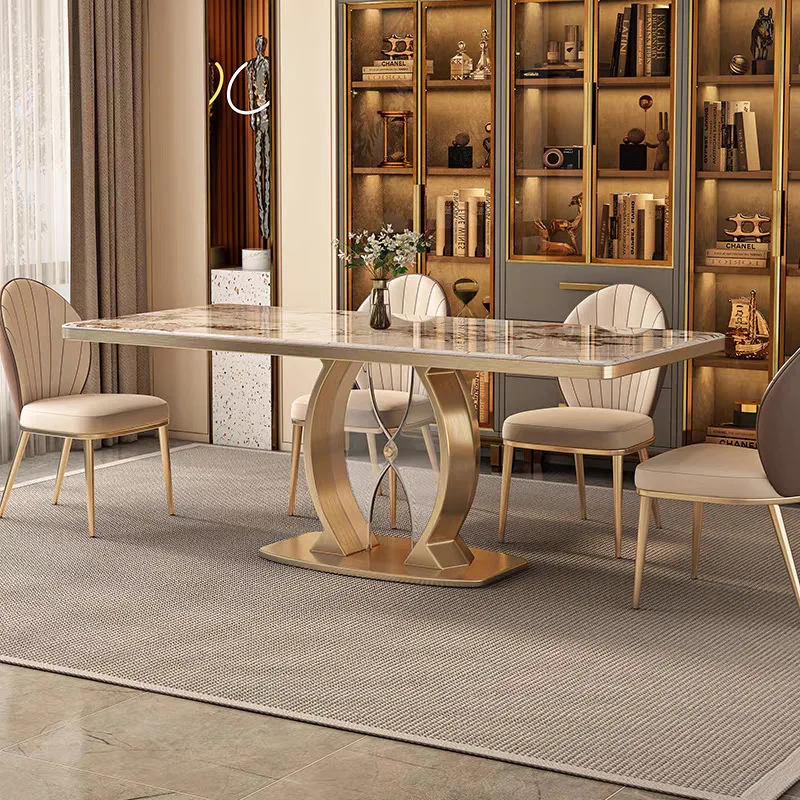 Large plate dining table and chairs stainless steel titanium dining table Small apartment table and chair combination Light luxu
Large plate dining table and chairs stainless steel titanium dining table Small apartment table and chair combination Light luxu