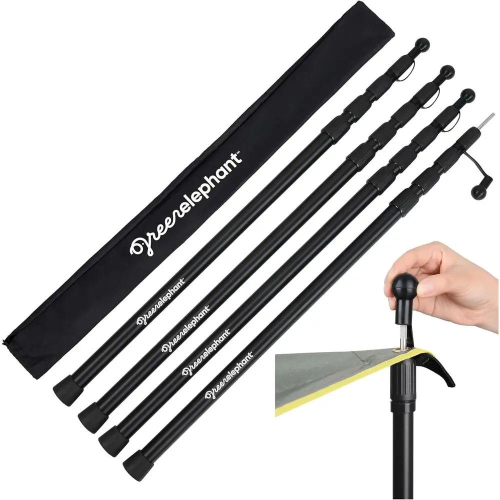 Adjustable Telescopic Poles for Camping Tarp, Awning, and Beach Shade - Set of 4, Extends to 8ft, Compacts to 2ft
Adjustable Telescopic Poles for Camping Tarp, Awning, and Beach Shade - Set of 4, Extends to 8ft, Compacts to 2ft