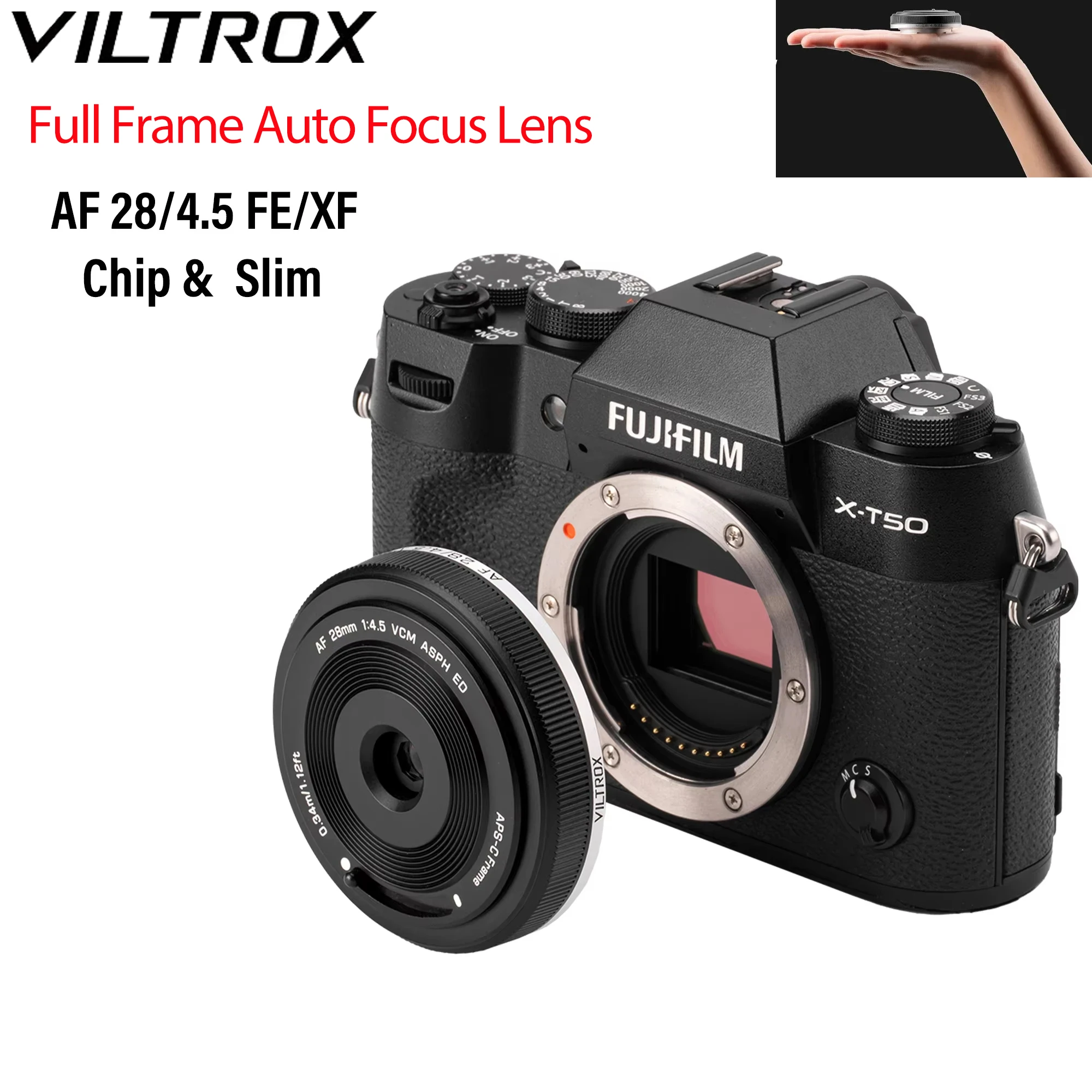 Viltrox 28mm f4.5 Full Frame Auto Focus Lens for Sony FE-Mount Pancake Lens Fuji XF Fujifilm X-Mount Black Camera Lens A7RIII
Viltrox 28mm f4.5 Full Frame Auto Focus Lens for Sony FE-Mount Pancake Lens Fuji XF Fujifilm X-Mount Black Camera Lens A7RIII