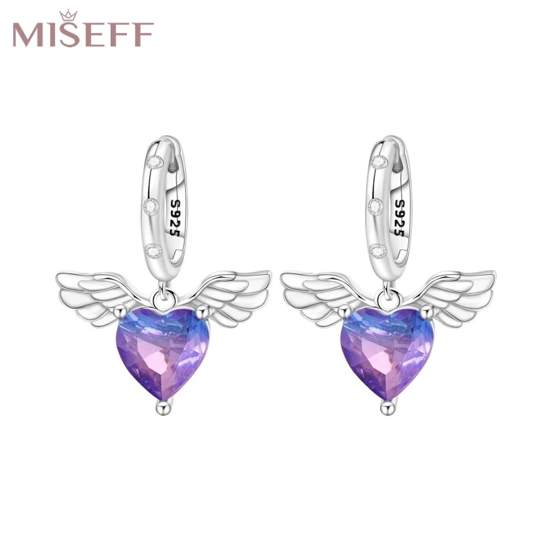 MISEFF New 925 Sterling Silver Eardrop Purple Heart Shape Wings Lucky A Pair Of Earrings For Party Birthday Jewelry Making Gifts
MISEFF New 925 Sterling Silver Eardrop Purple Heart Shape Wings Lucky A Pair Of Earrings For Party Birthday Jewelry Making Gifts