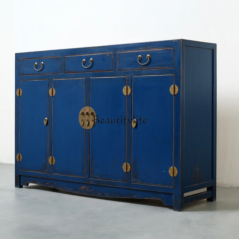 New color paint New Chinese style three drawers four doors dining side cabinet Solid wood bowl Storage storage cabinet
New color paint New Chinese style three drawers four doors dining side cabinet Solid wood bowl Storage storage cabinet