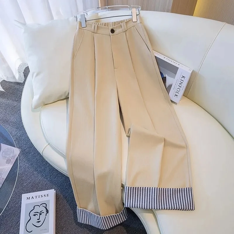 New Autumn Splicing Striped Casual pants Women Straight leg pants High Waisted Fashion Korean Loose Elegant pants Female pants
New Autumn Splicing Striped Casual pants Women Straight leg pants High Waisted Fashion Korean Loose Elegant pants Female pants