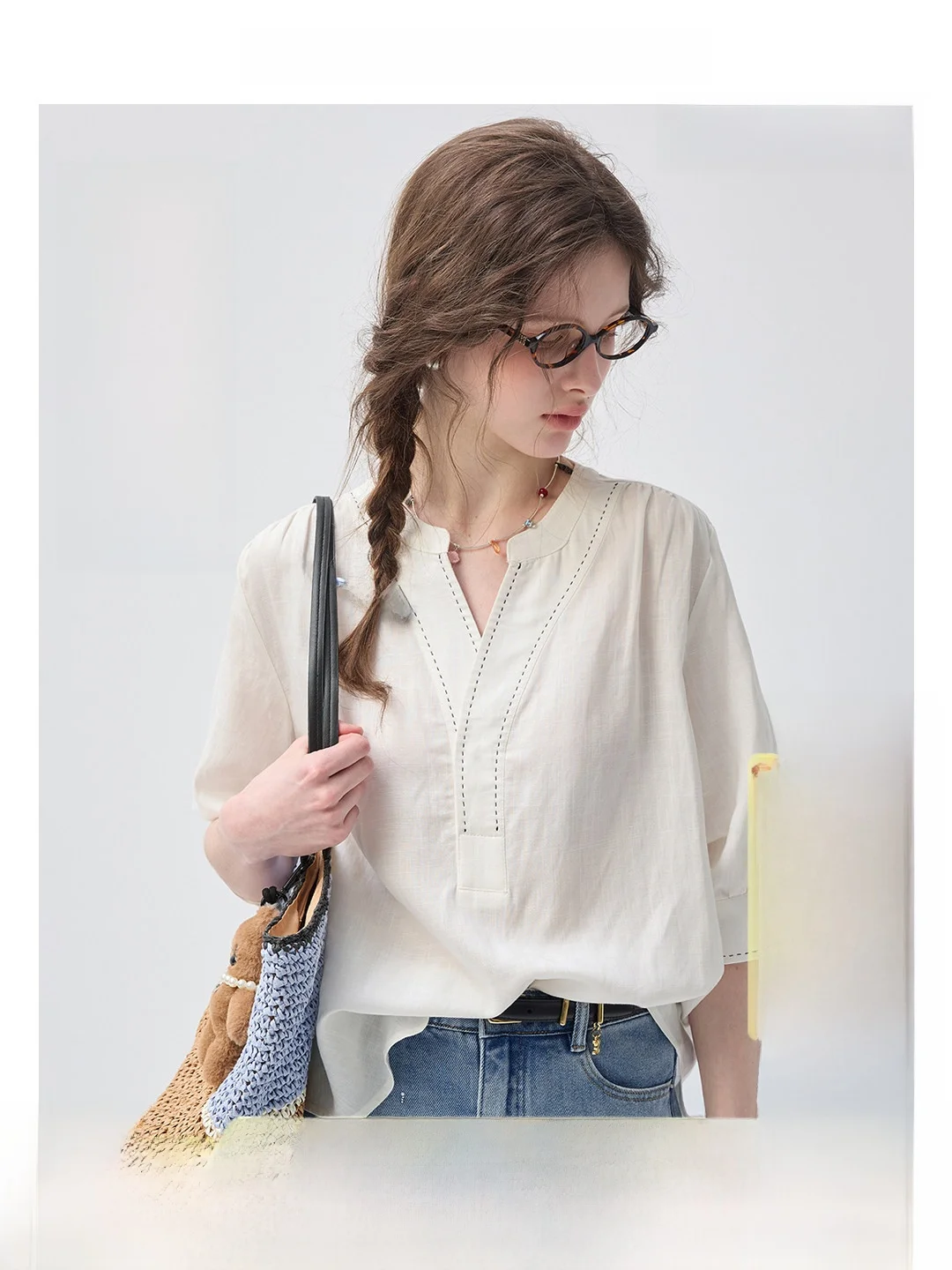 Laziness Feeling White Shirt VEGA CHANG Rasa Summer New Loose Fit Lantern Sleeve V-Neck Commute Style Women's Fashion
Laziness Feeling White Shirt VEGA CHANG Rasa Summer New Loose Fit Lantern Sleeve V-Neck Commute Style Women's Fashion