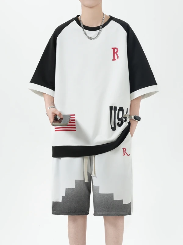 Летний мужской комплект 2025: футболка и шорты, дышащий, свободный, повседневный спортивный костюм из полиэстера, молодежный стиль
Летний мужской комплект 2025: футболка и шорты, дышащий, свободный, повседневный спортивный костюм из полиэстера, молодежный стиль