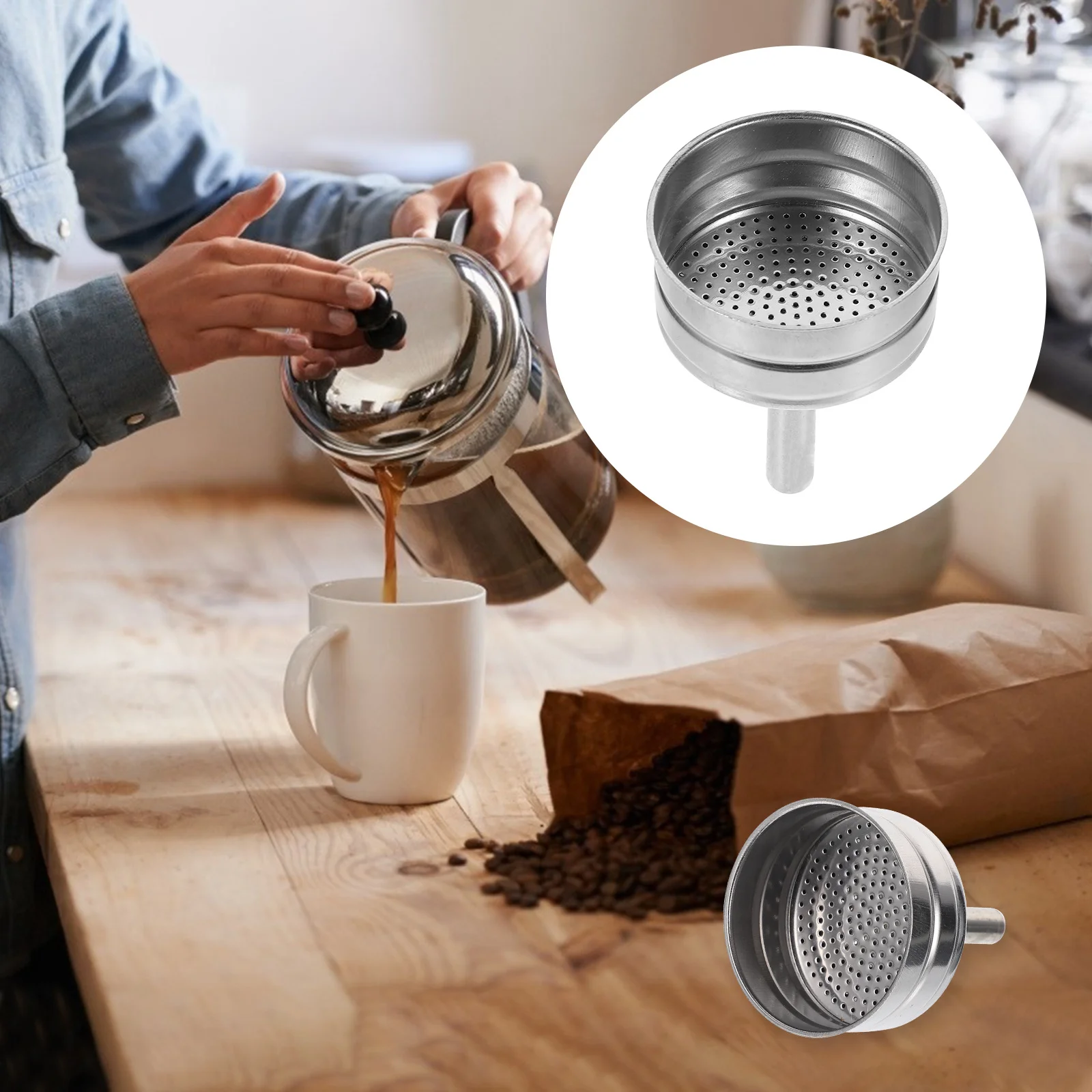 1Pcs Portable Silver Coffee Filter Tool Precision Made Mocha Pot Accessory Easy Use Reusable Stainless Steel
1Pcs Portable Silver Coffee Filter Tool Precision Made Mocha Pot Accessory Easy Use Reusable Stainless Steel