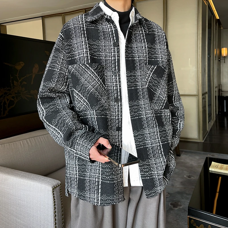 Plaid Men's Spring Autumn Jaet Classic Retro Du Pattern Loose Fit Long Sve Windproof Single Button Closure Youth Faion
Plaid Men's Spring Autumn Jaet Classic Retro Du Pattern Loose Fit Long Sve Windproof Single Button Closure Youth Faion