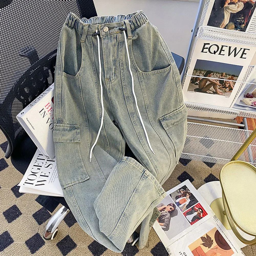 Solid Color Women's Denim Pants Deep Blue Denim Pants Vintage Style High Elastic Spice Girls Trousers Casual Style Pants
Solid Color Women's Denim Pants Deep Blue Denim Pants Vintage Style High Elastic Spice Girls Trousers Casual Style Pants