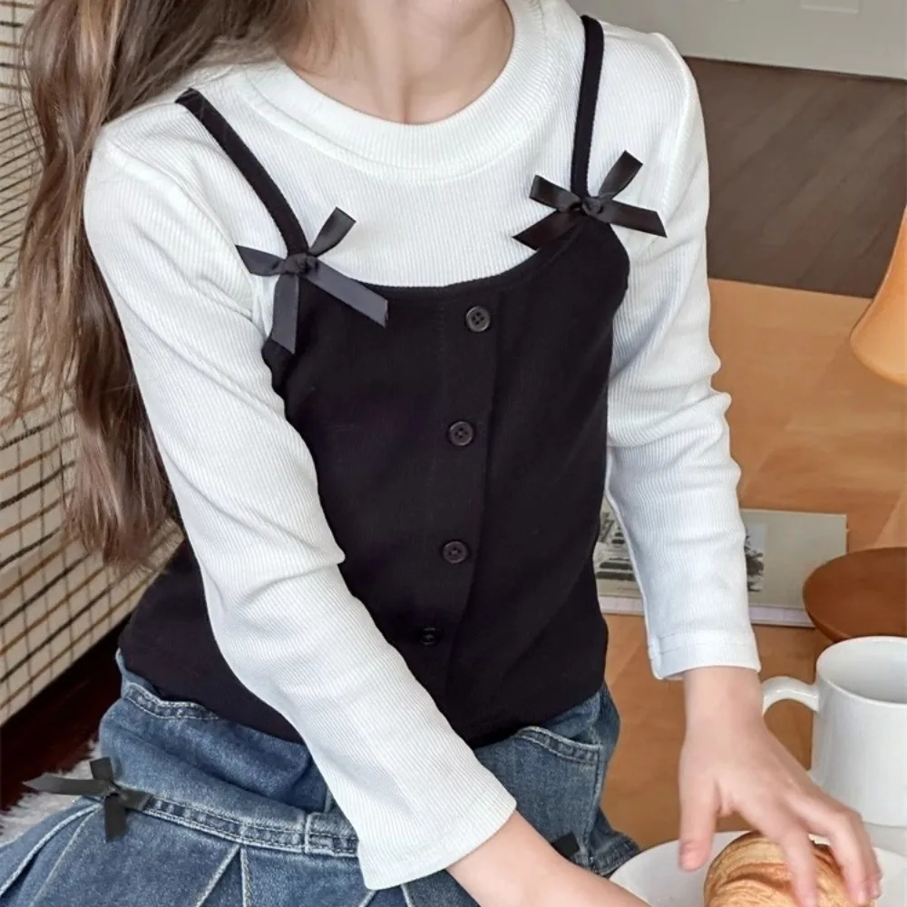 Fashion Korean Style False Two-piece Top Bow Princess Long Sleeve T-shirt Elegant Base Shirt Girls Wear
Fashion Korean Style False Two-piece Top Bow Princess Long Sleeve T-shirt Elegant Base Shirt Girls Wear