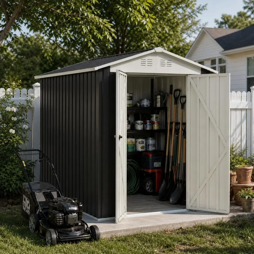 Grey 6x9FT Outdoor Metal Garden Shed with Lockable Doors and Sloping Roof for Backyard Storage
Grey 6x9FT Outdoor Metal Garden Shed with Lockable Doors and Sloping Roof for Backyard Storage
