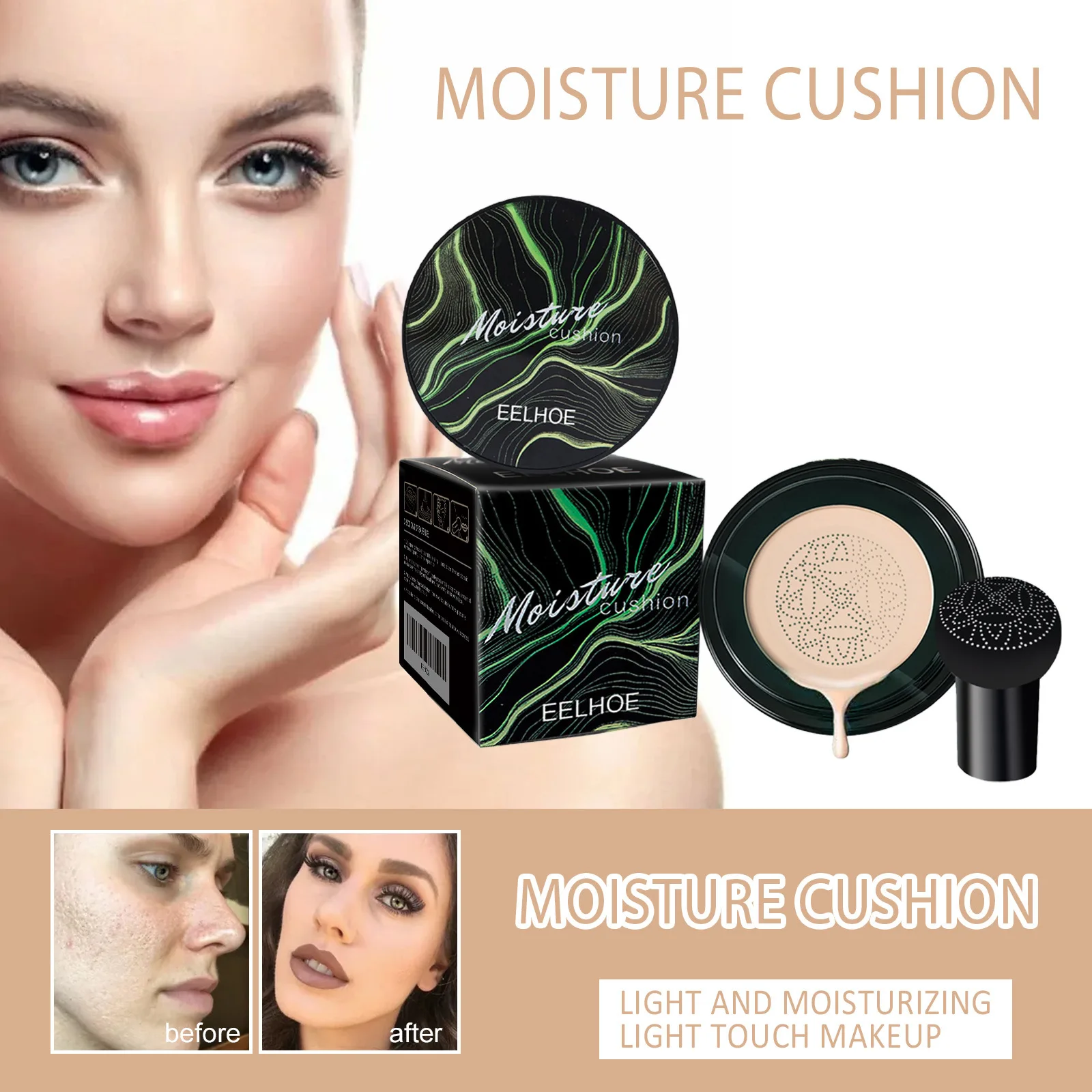 BB Air Cushion Full Converage Foundation Mushroom Head CC Cream Concealer Whitening Waterproof Longlasting Brighten Face Base
BB Air Cushion Full Converage Foundation Mushroom Head CC Cream Concealer Whitening Waterproof Longlasting Brighten Face Base