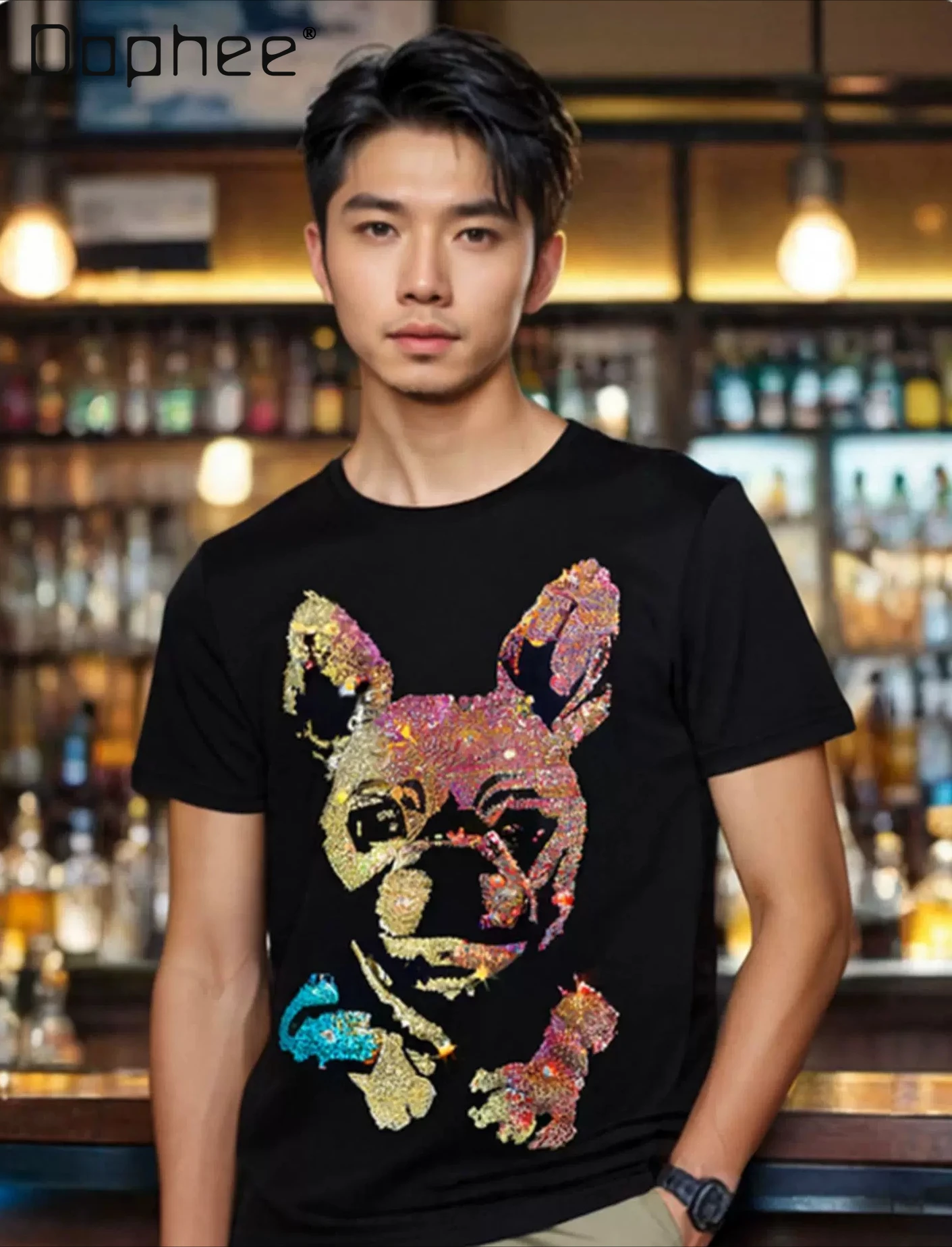 Summer Fashion Puppy Rhinestone Design Black White Casual Round Neck Fitted Daily Streetwear Short Sleeve Tops for Men
Summer Fashion Puppy Rhinestone Design Black White Casual Round Neck Fitted Daily Streetwear Short Sleeve Tops for Men